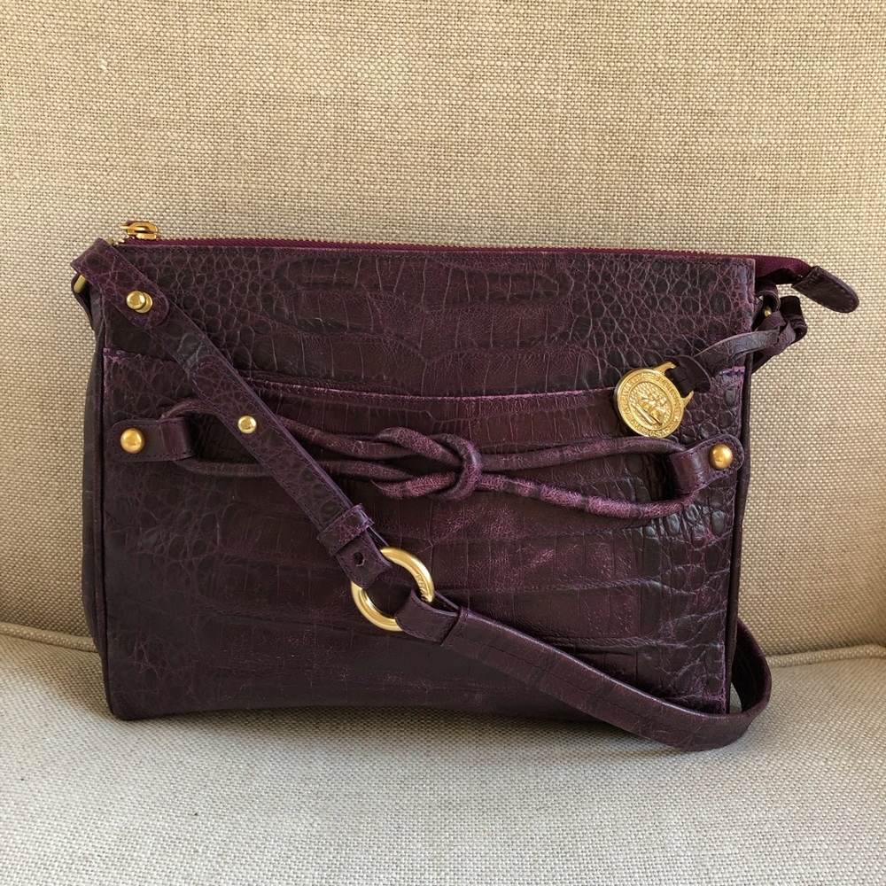 Brahmin Shoulder Purple Croc Leather Handbag